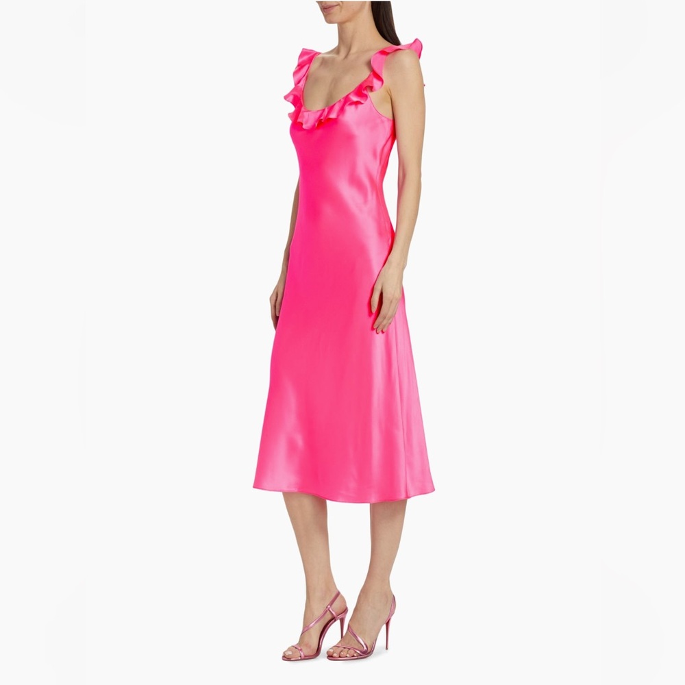 NWT Amanda Uprichard bright pink mini silk slip dress - small - Picture 5 of 9